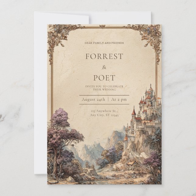 Whimsical Castle Woodland Wedding  Invitation (Front)