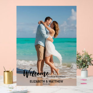 whimsical casual fresh romantic photo wedding acrylic sign