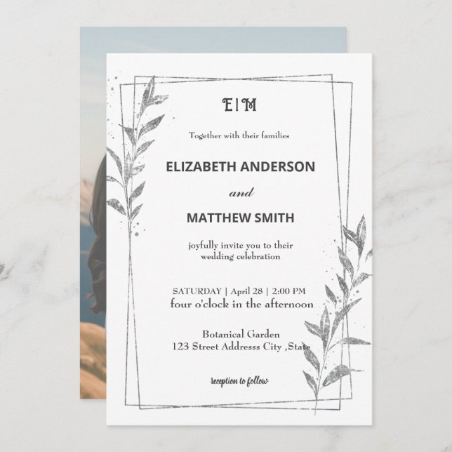 whimsical casual overlay photo romantic wedding invitation (Front/Back)