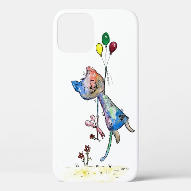 Whimsical Cat and Mouse with Balloons Case-Mate iPhone Case (Back)