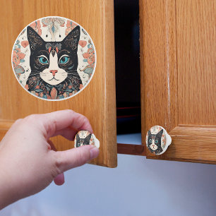 Whimsical Cat Ceramic Knob