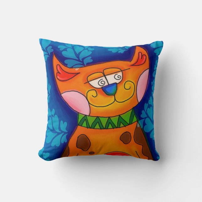 Whimsical Cat Cushion (Front)