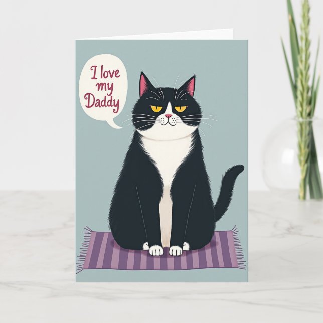 Whimsical Cat Dad Day Card (Front)