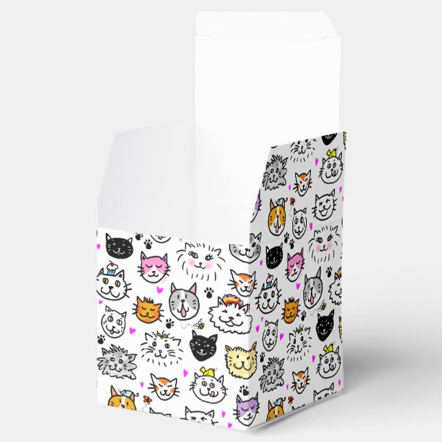 Whimsical Cat Faces Pattern Favour Box (Opened)