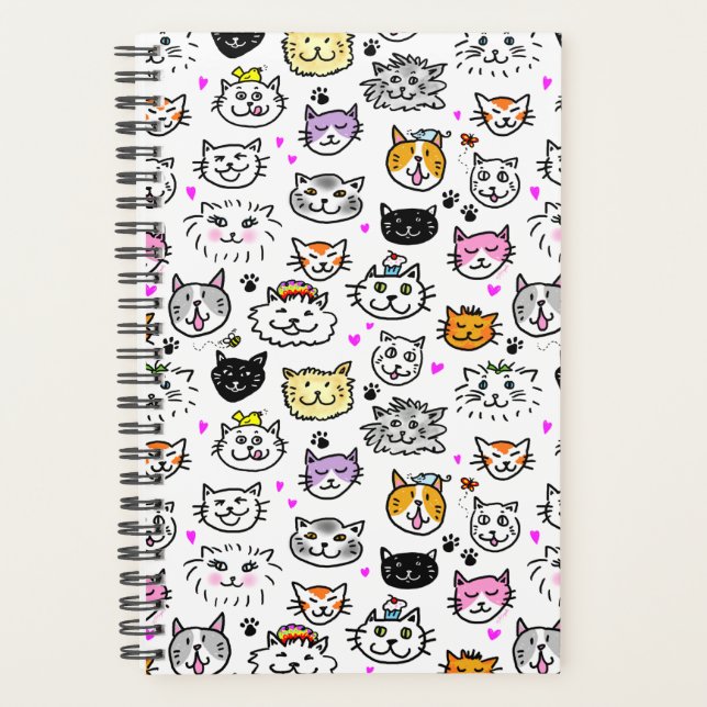 Whimsical Cat Faces Pattern Planner (Front)