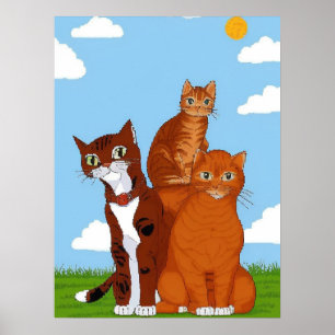 Whimsical Cat Family Poster - Printable Wall Art
