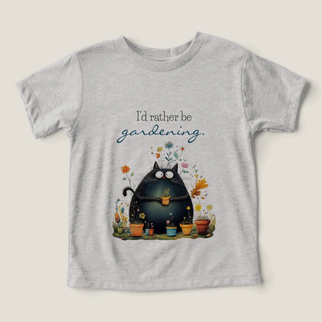 Whimsical Cat Gardener "I'd Rather Be Gardening" (Design Front)