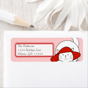 Whimsical Cat In a Red Hat Return Address