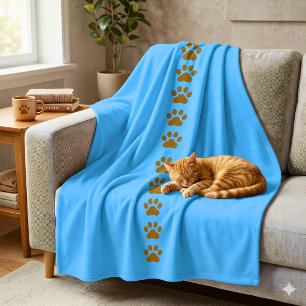 Whimsical Cat Lover Blue Fleece Blanket