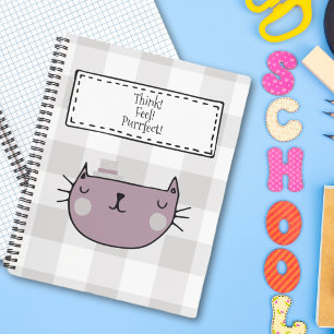 Whimsical Cat Lover's Purrfect Buffalo Plaid Notebook