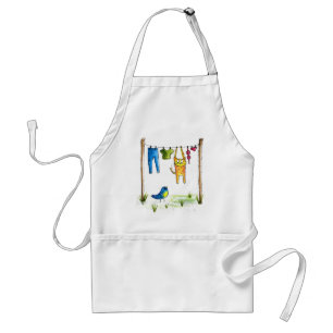 Whimsical Cat on a Clothesline Standard Apron