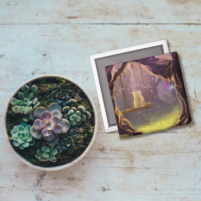 Whimsical Cat on a Swing Magnet (Creator Uploaded)