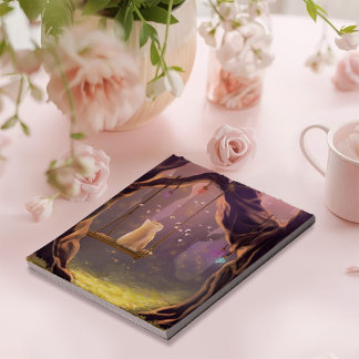 Whimsical Cat on a Swing Notepad