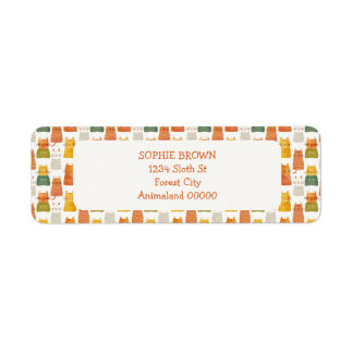 Whimsical Cat Pattern Colourful Return Address