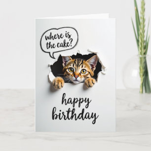 Whimsical Cat Peeking Card