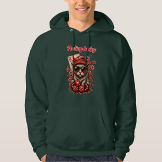 Whimsical Cat Poker Celebration Hoodie