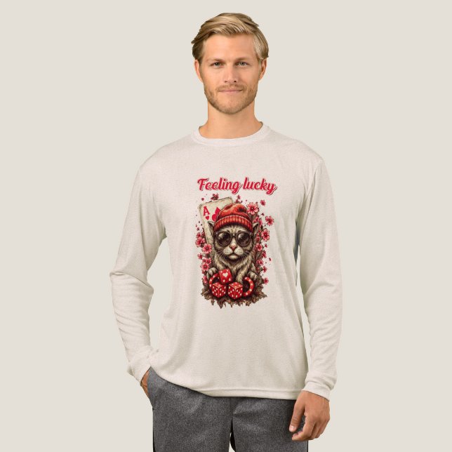 Whimsical Cat Poker Celebration Tri-Blend Shirt (Full Front)