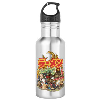 Whimsical Cat Ramen Noodle Stall 532 Ml Water Bottle
