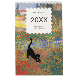 Whimsical Cat Themed 12-Month Wall Calendar