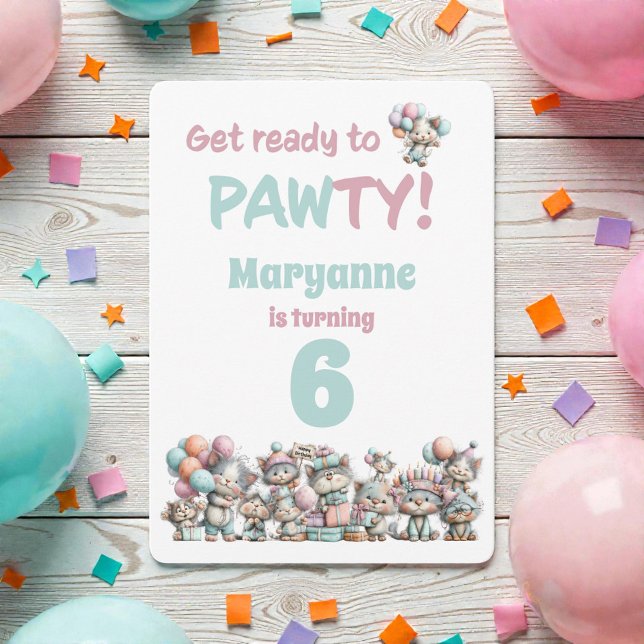 Whimsical Cat Watercolor Birthday Invitation (Creator Uploaded)