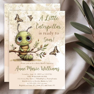 Whimsical Caterpillar Ready to Soar Baby Shower Invitation