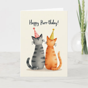 Whimsical Cats Birthday Card