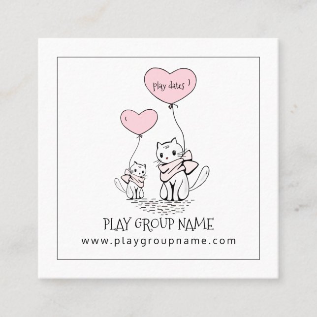 Whimsical Cats Custom Kid's Play Group Calling Card (Front)
