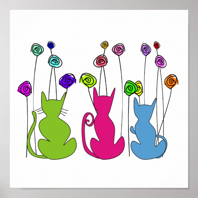 Whimsical Cats Framed Art Poster (Front)