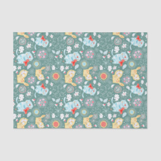 Whimsical cats hearts love tissue paper