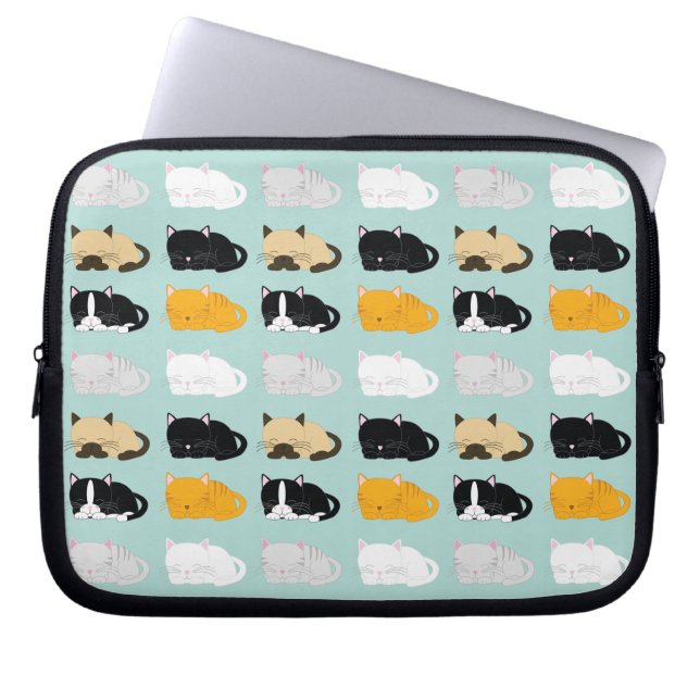 Whimsical Cats Pattern Laptop Sleeve (Front)