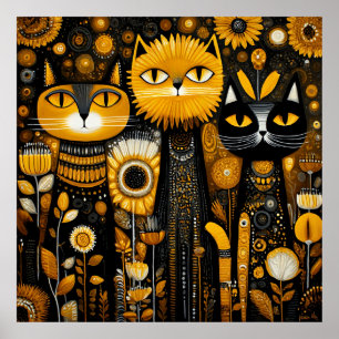 Whimsical Cats Poster