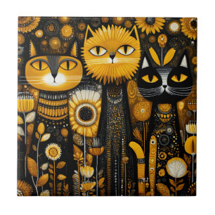 Whimsical Cats Tile