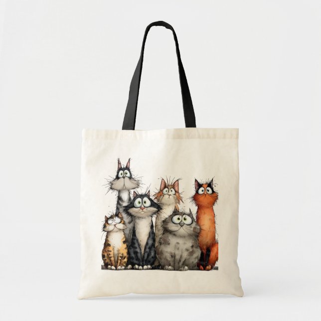 Whimsical cats tote bag (Front)