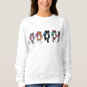 Whimsical Cats Walking in a Row Sweatshirt