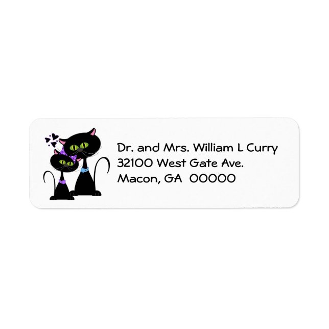 Whimsical Cats Wedding Address Labels (Front)