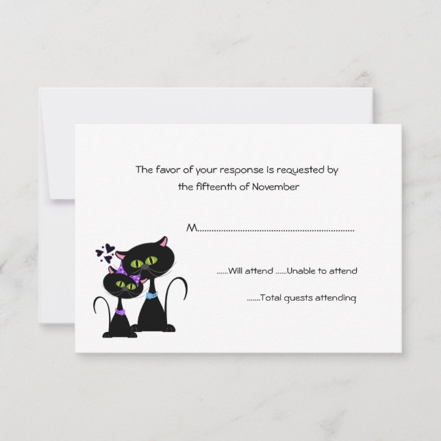 Whimsical Cats Wedding RSVP (Front)