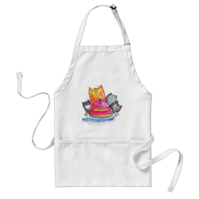 Whimsical Cats with Birthday Cake Standard Apron (Front)
