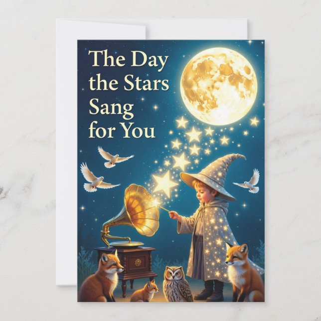 Whimsical Celestial Birthday Card: Enchanted Folk (Front)