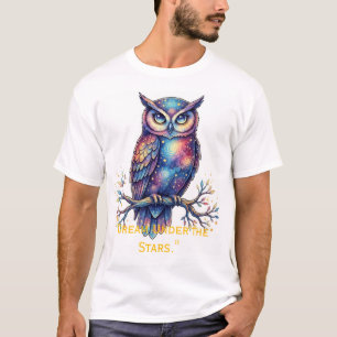 Whimsical Celestial Cosmic Owl Fantasy Graphic T-S T-Shirt