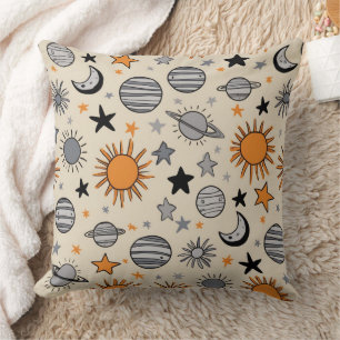 Whimsical Celestial Doodle Cushion