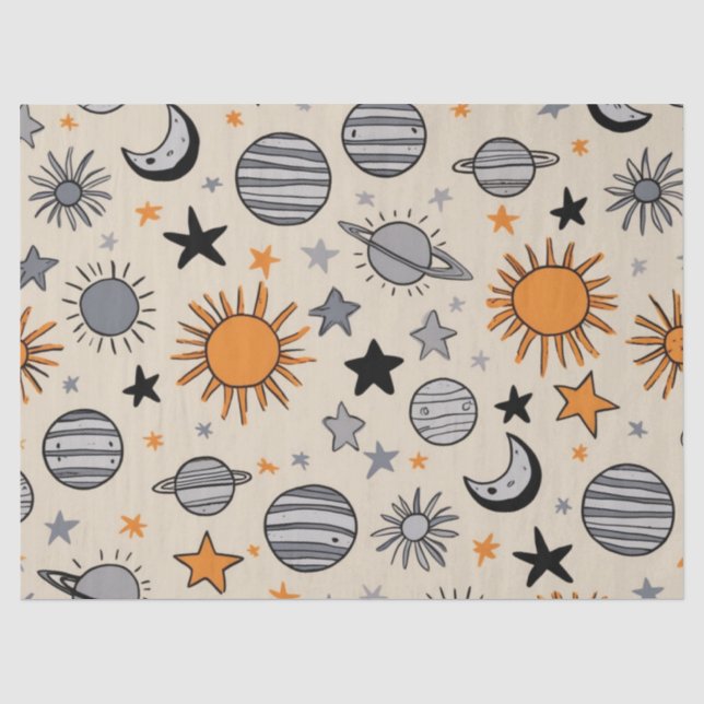 Whimsical Celestial Doodle Tissue Paper (Front)