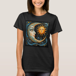 Whimsical Celestial Dream: Moon and Sun. T-Shirt