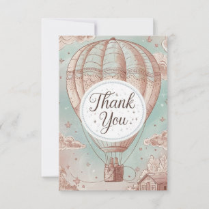 Whimsical Celestial Hot Air Balloon Thank You Card
