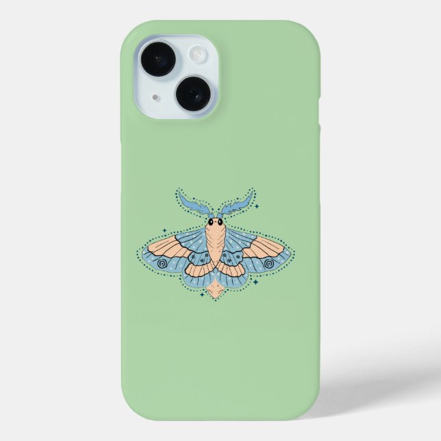 Whimsical Celestial Moth — Soft Blue & Peach Case-Mate iPhone Case (Back)