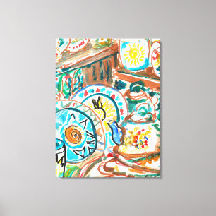 Whimsical Ceramic Tea Set Canvas Print