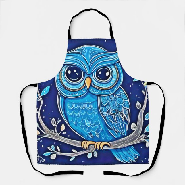 Whimsical Chalk Owl Apron (Front)