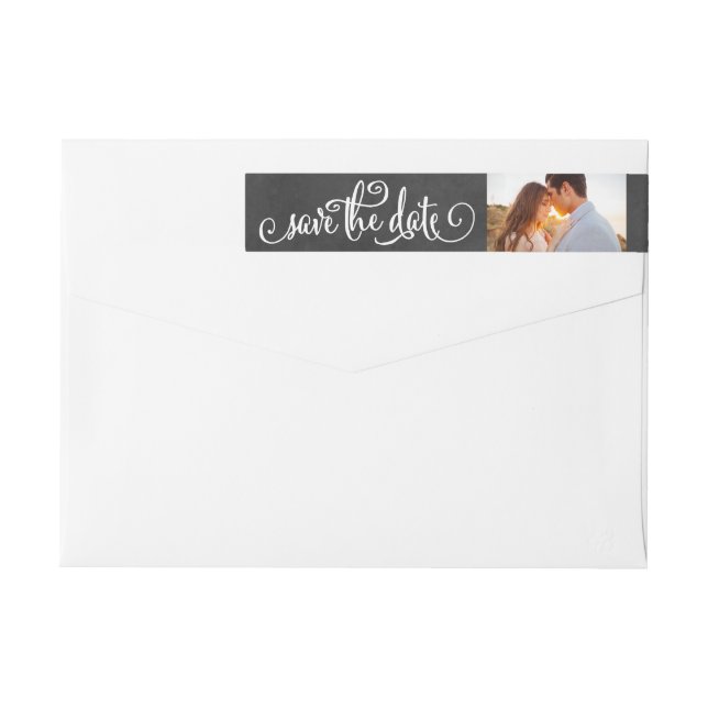 Whimsical Chalk Photo Save the Date Address Wrap Around Label (Back)