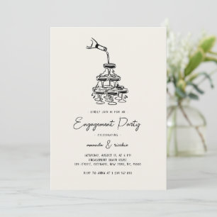 Whimsical Champagne Bubbly Tower Engagement Party Invitation