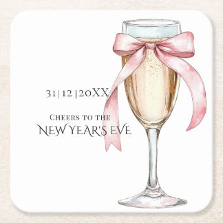 Whimsical Champagne New Year's Eve Party Square Paper Coaster