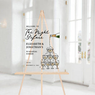Whimsical Champagne Rehearsal Dinner Welcome Acrylic Sign